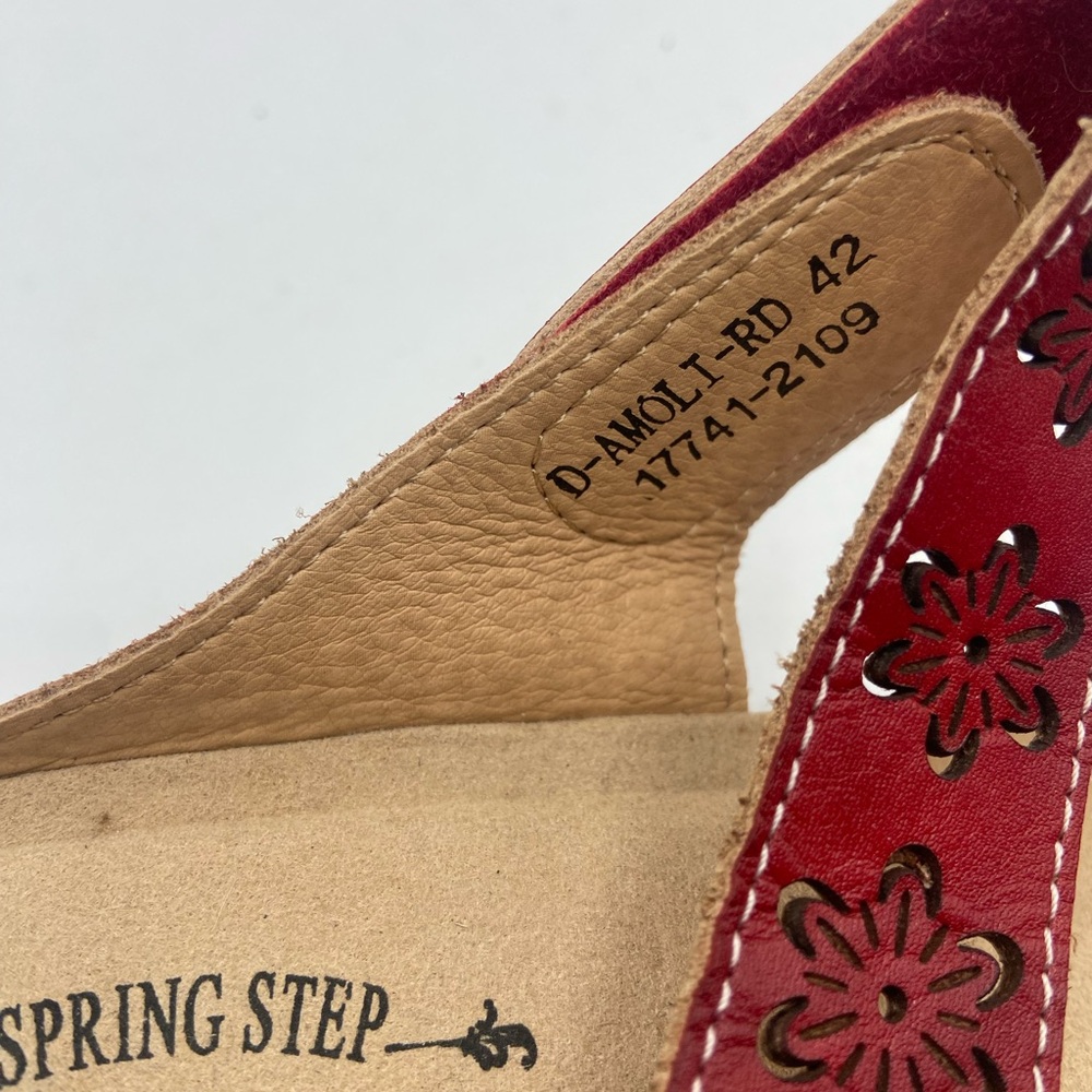 Spring Step Red Mules with Perforated Leather Design - Picture 7 of 15